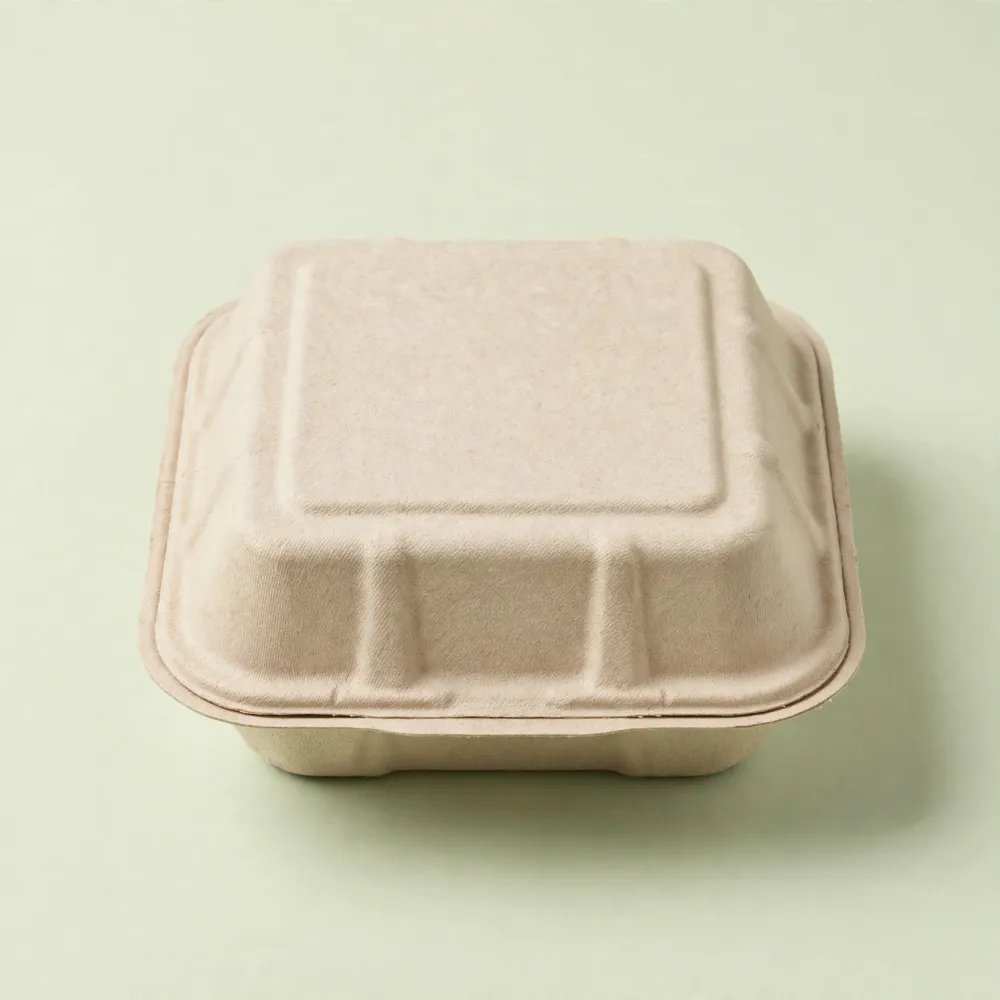 Bagasse Clamshell Burger Box (6 inch)